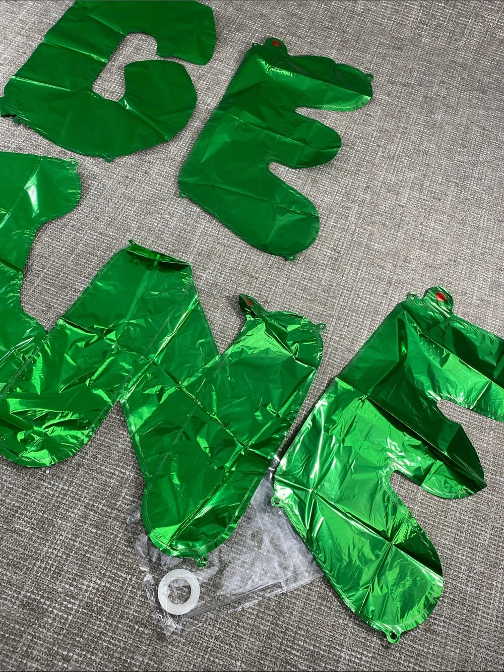 ‘Be Mine’ Green Letter Balloon Banner - Metallic Letter Decorations
